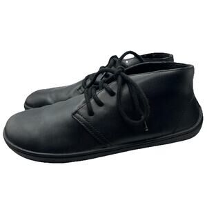 Saguaro Men's Lace Up Leather Barefoot Shoes vegan Black 7-7.5 Sz 40 Flats